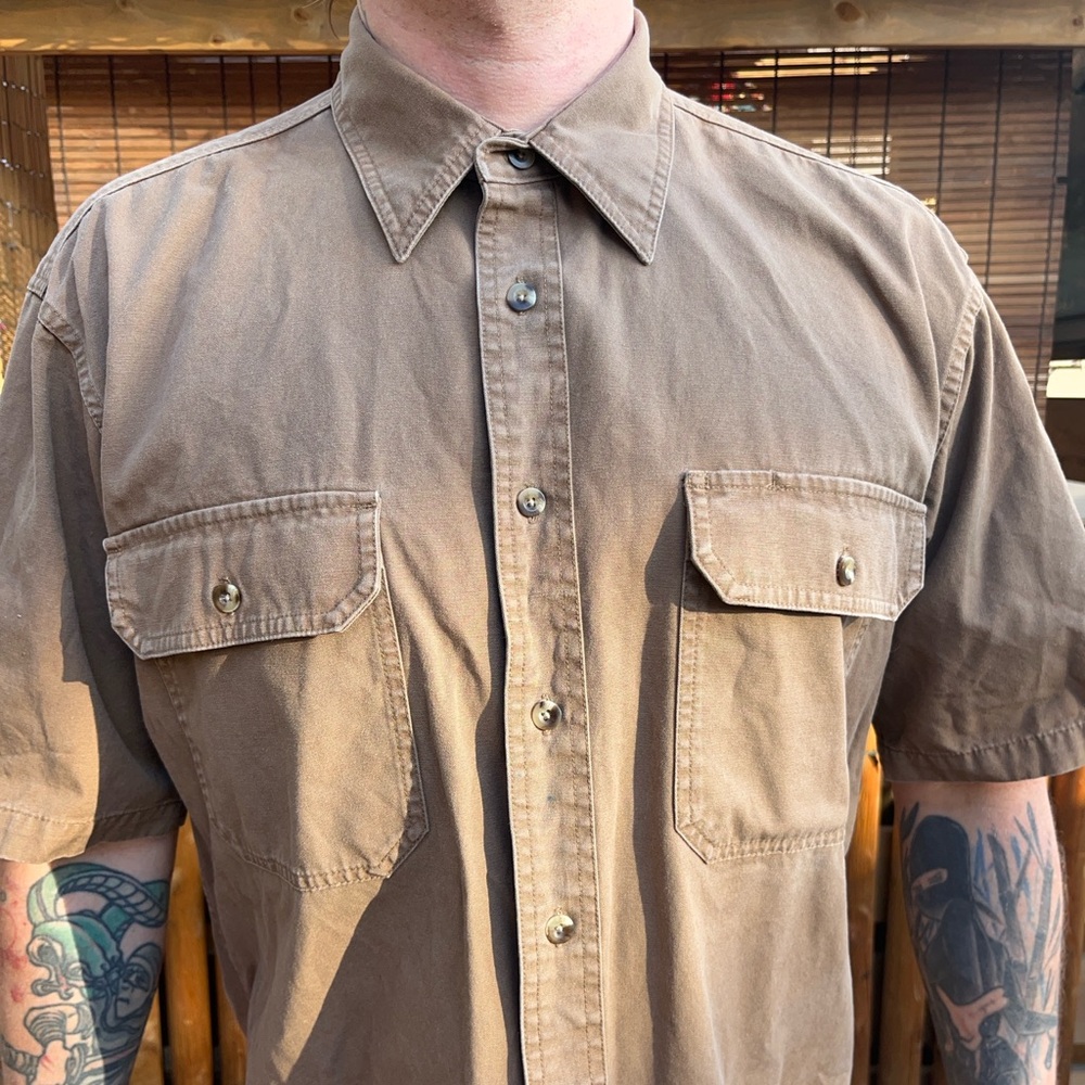 SALE!! 🦆 Vintage 90s Cabelas Legendary Quality Stonewash Canvas short sleeve